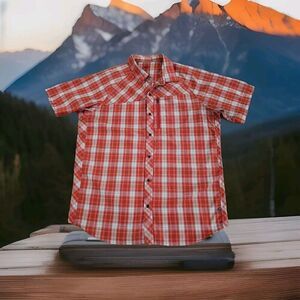 REI Plaid Shirt Short Sleeve Vented Fishing Hiking Outdoor Shirt Men's Large